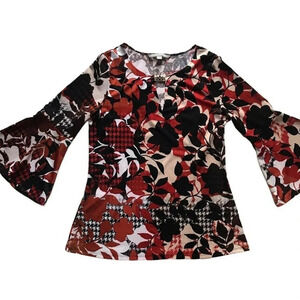 Valerie Stevens Boho Bell‎ Sleeve Top Mature Size Medium